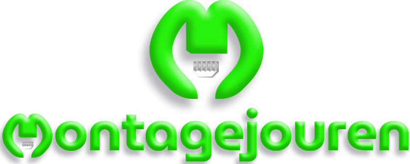 a green logo with a black background