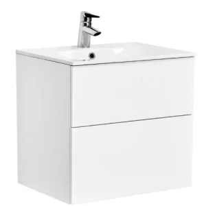 KommodTvättställ 50 cm med porslinstvättställ – olika färger Med Installation (1)