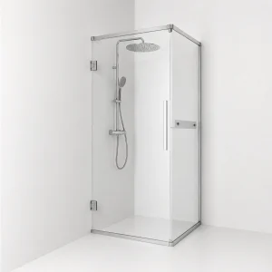 Langfoss hörndusch kombi 80x80x200 med linjeglas och hylla