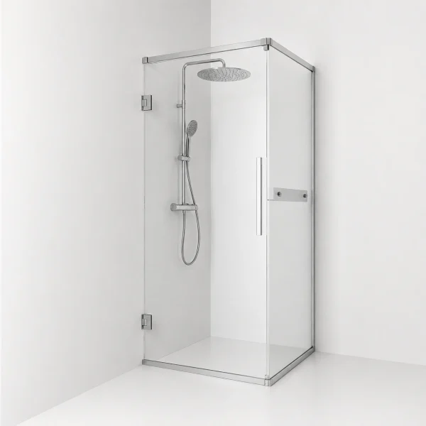 Langfoss hörndusch kombi 80x82x200 med linjeglas och hylla