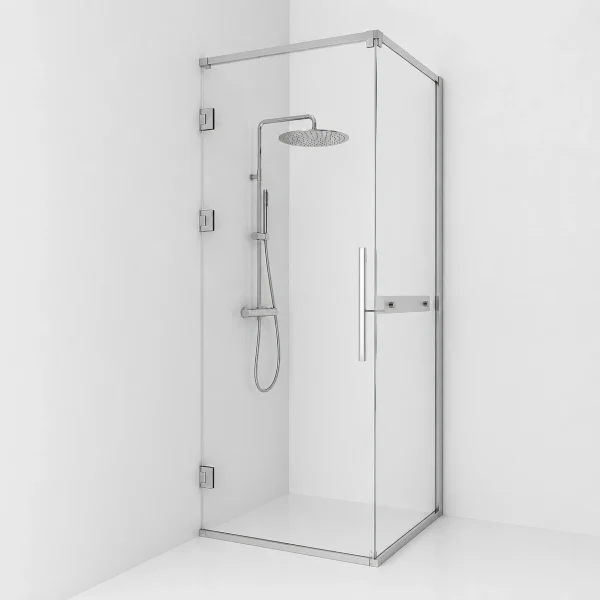Langfoss hörndusch kombi 80x82x230 med linjeglas och hylla