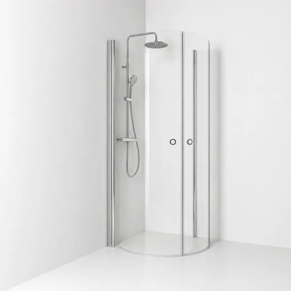 Skoga hörndusch rund/rak 90×67