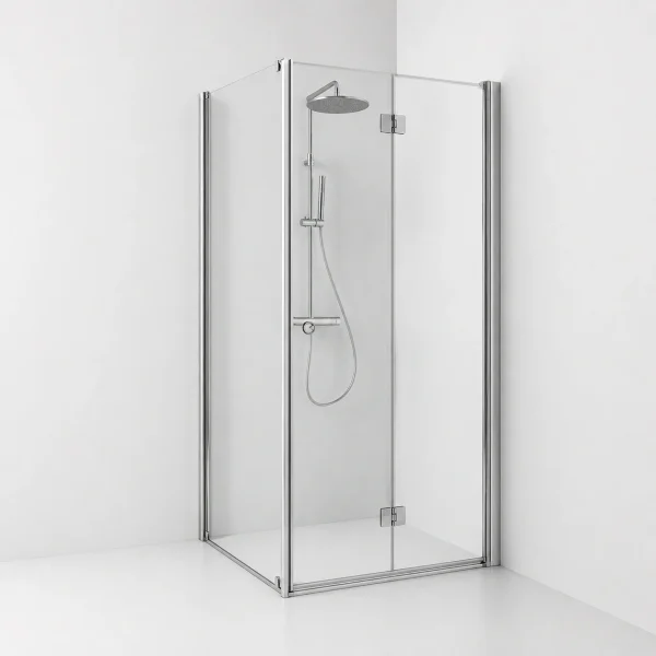 Skoga vikhörndusch med fast vägg/dörr 70×70